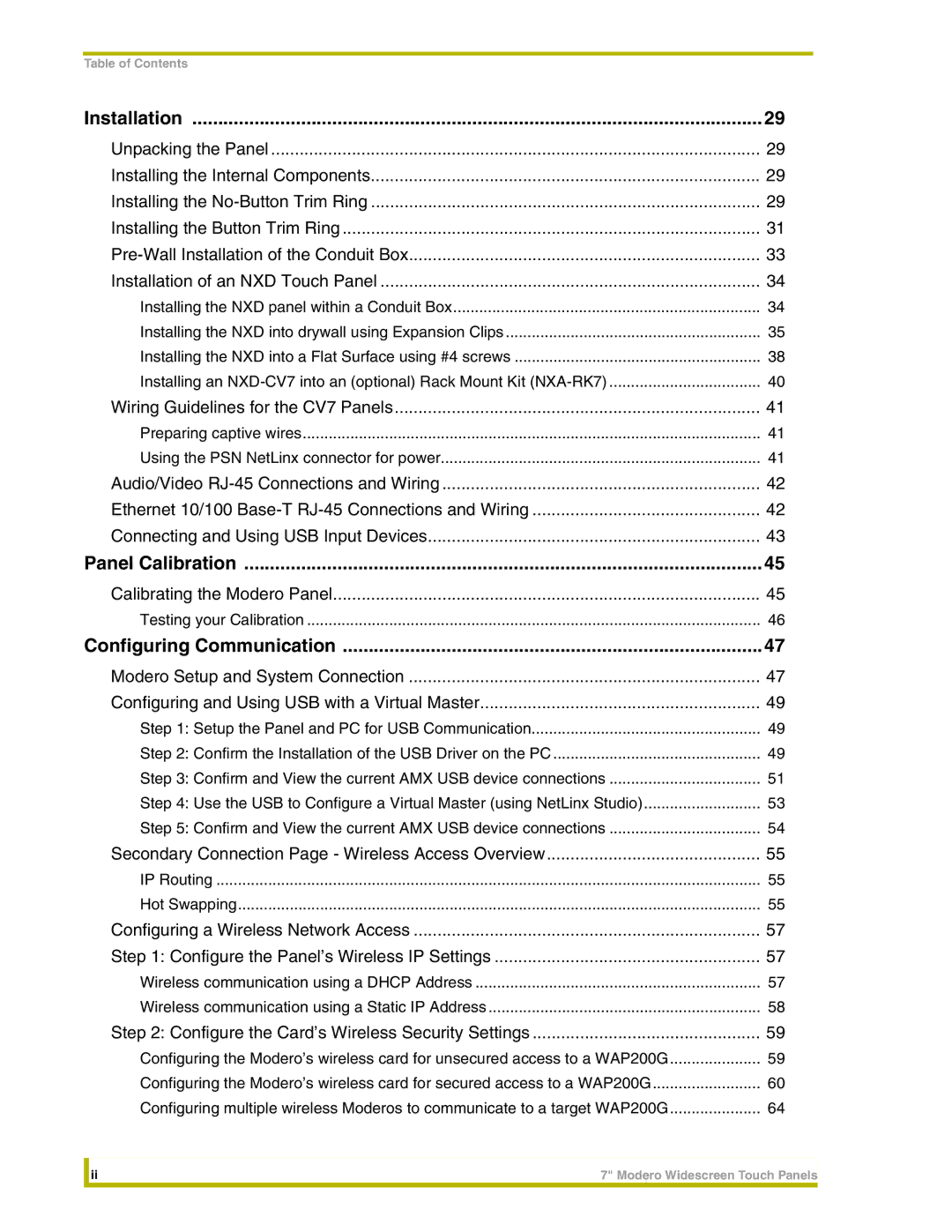 AMX NXD-CV7, NXT-CV7 instruction manual Panel Calibration 