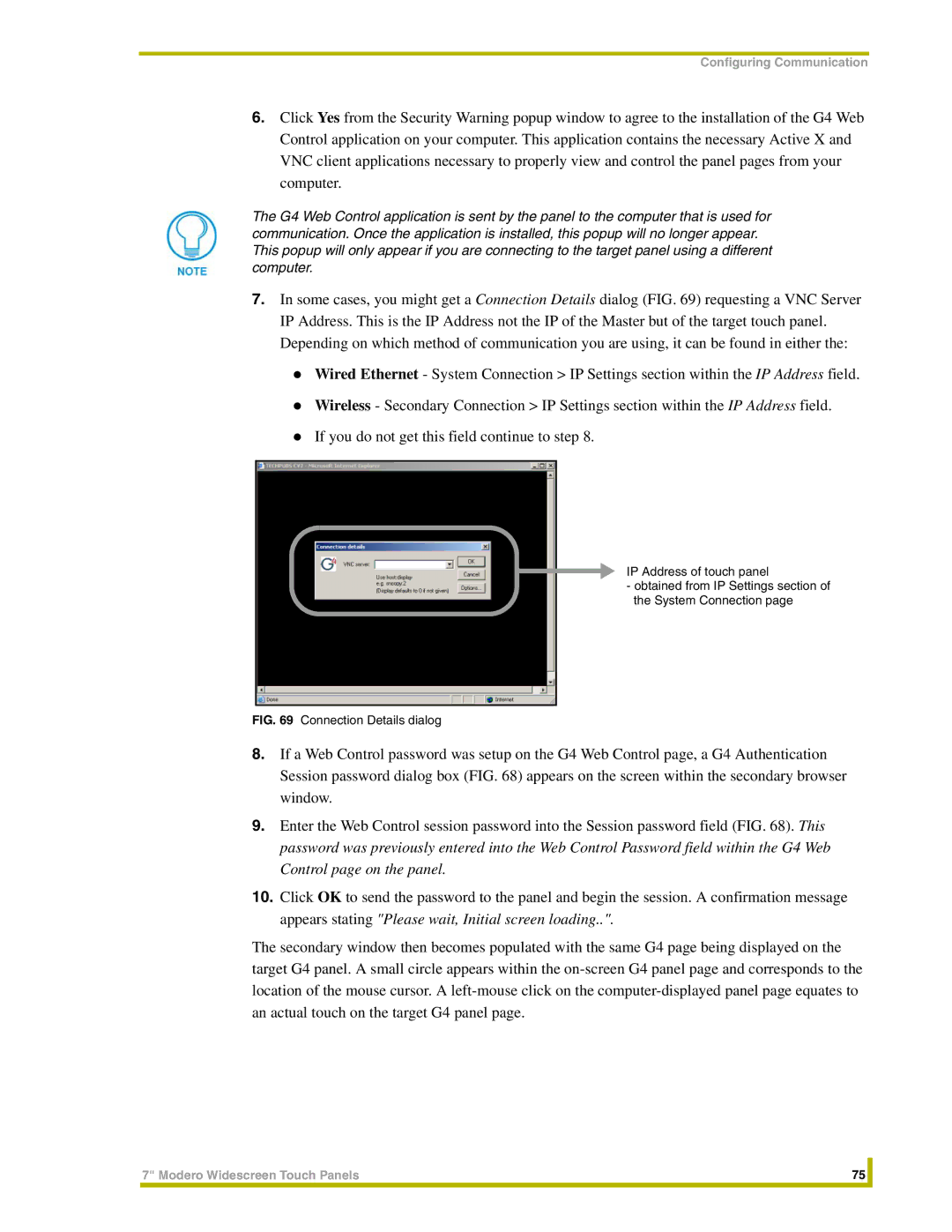 AMX NXT-CV7, NXD-CV7 instruction manual Connection Details dialog 