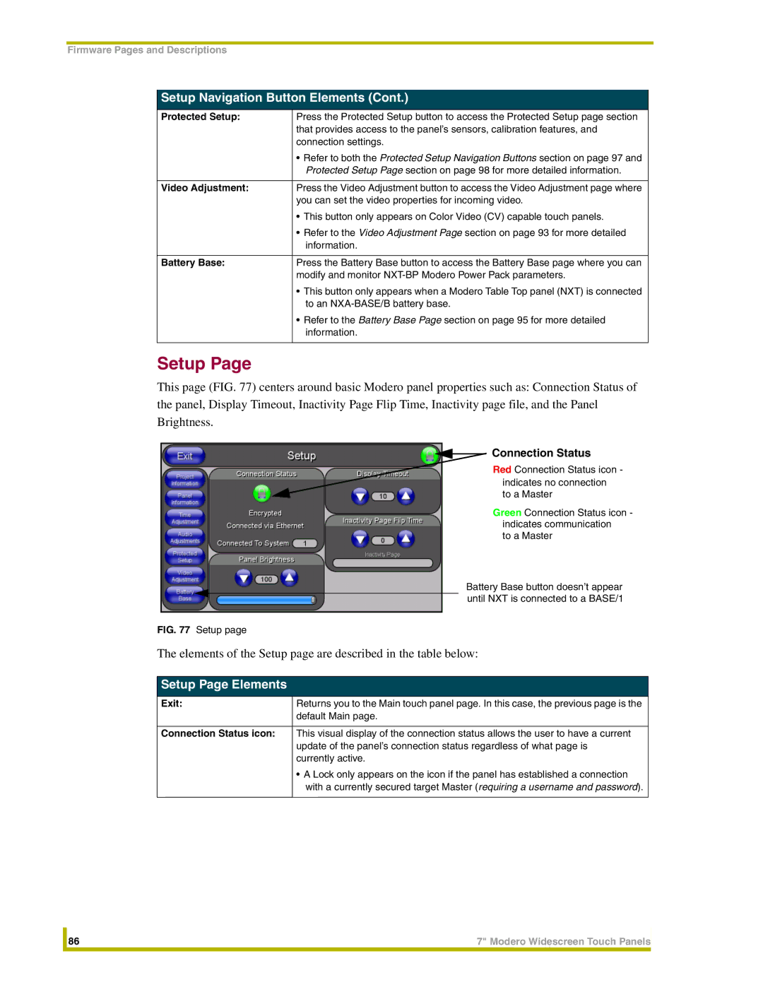 AMX NXD-CV7, NXT-CV7 instruction manual Setup Page Elements 