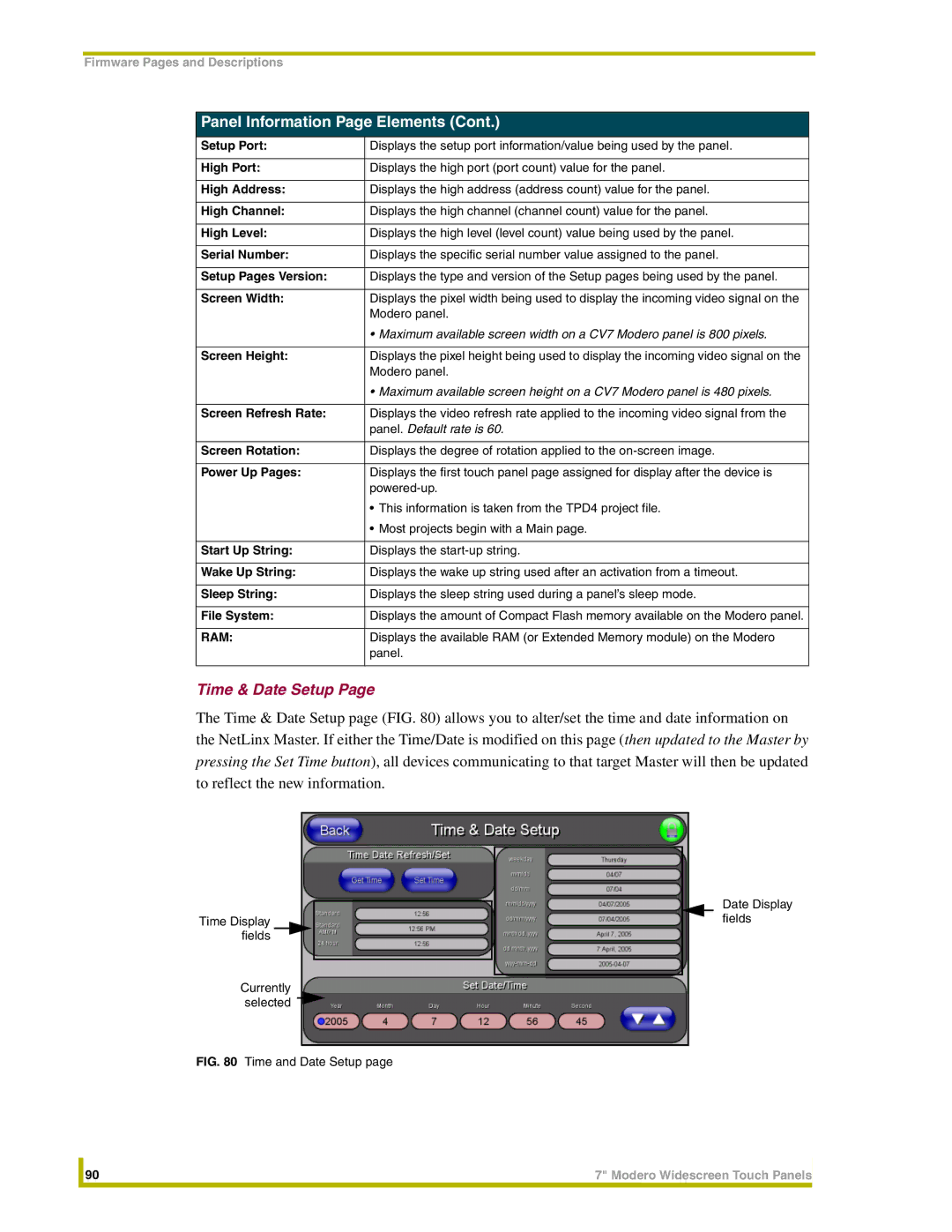 AMX NXD-CV7, NXT-CV7 instruction manual Time & Date Setup, Ram 