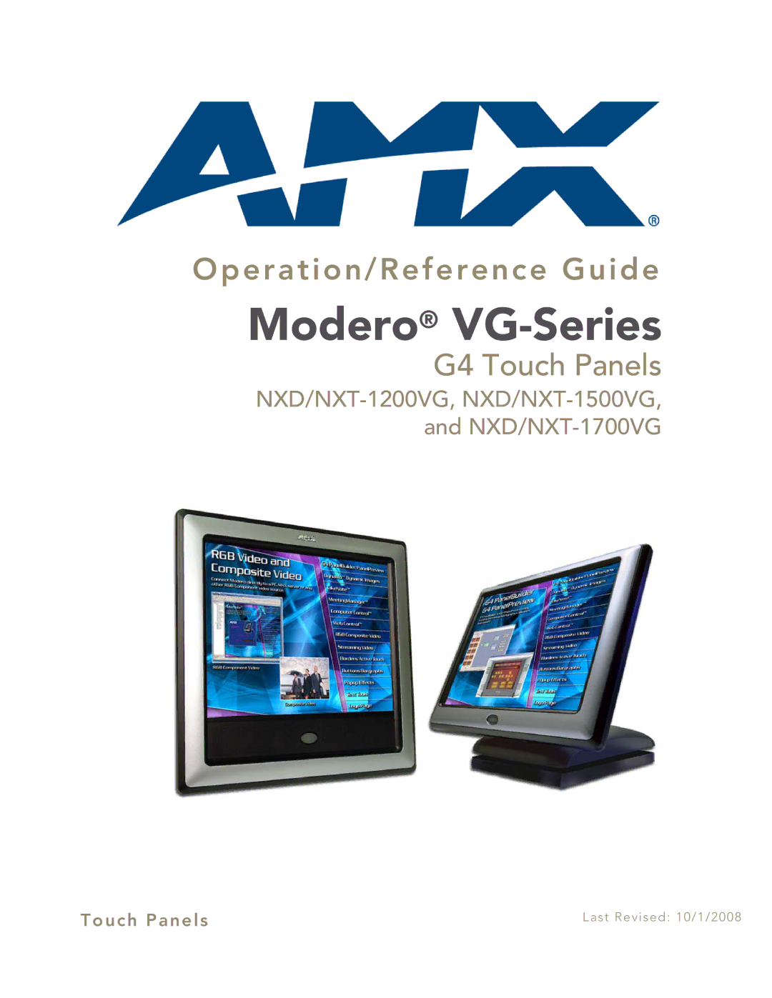 AMX NXD/NXT-1700VG, NXD/NXT-1500VG, NXD/NXT-1200VG manual Modero VG-Series 