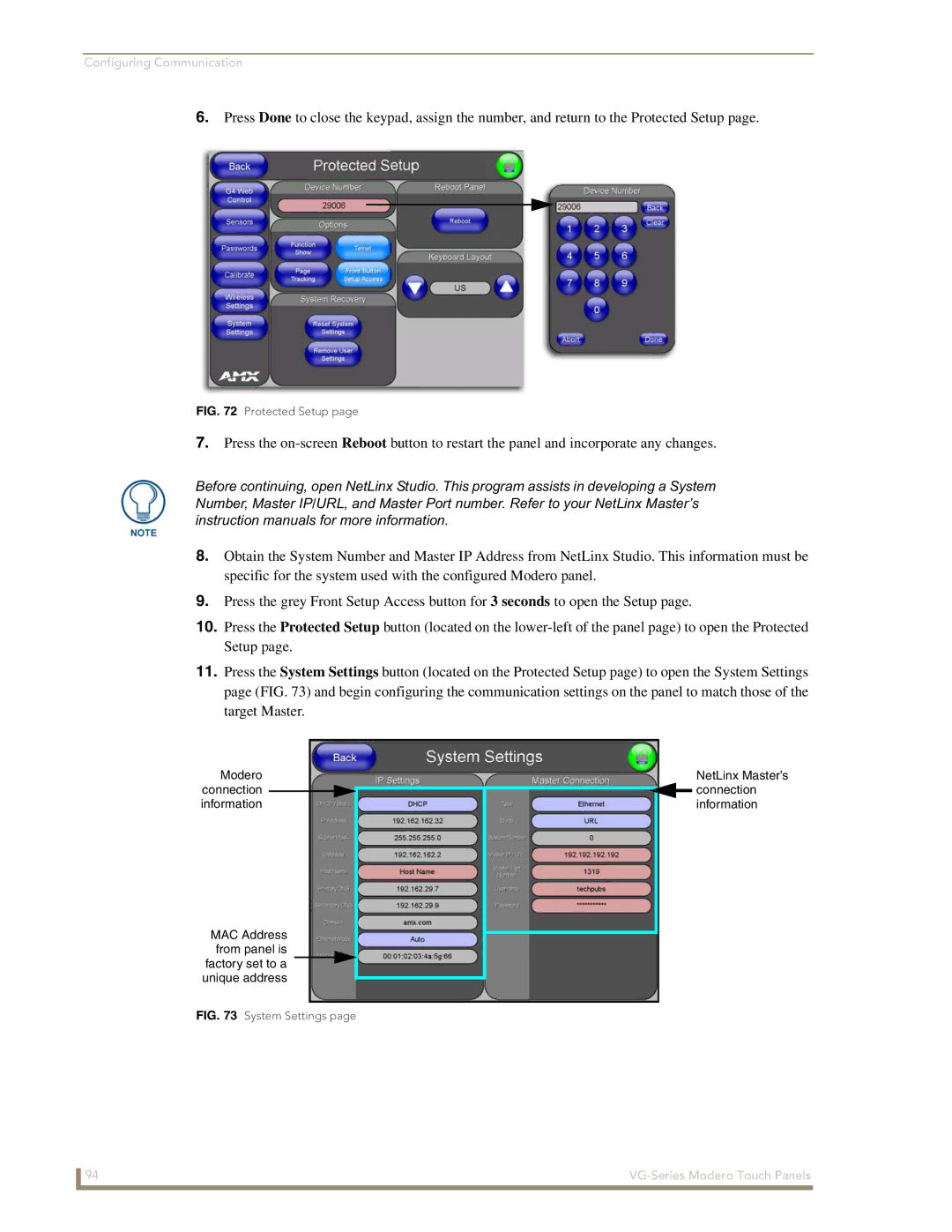 AMX NXD/NXT-1200VG, NXD/NXT-1500VG, NXD/NXT-1700VG manual Modero connection information 