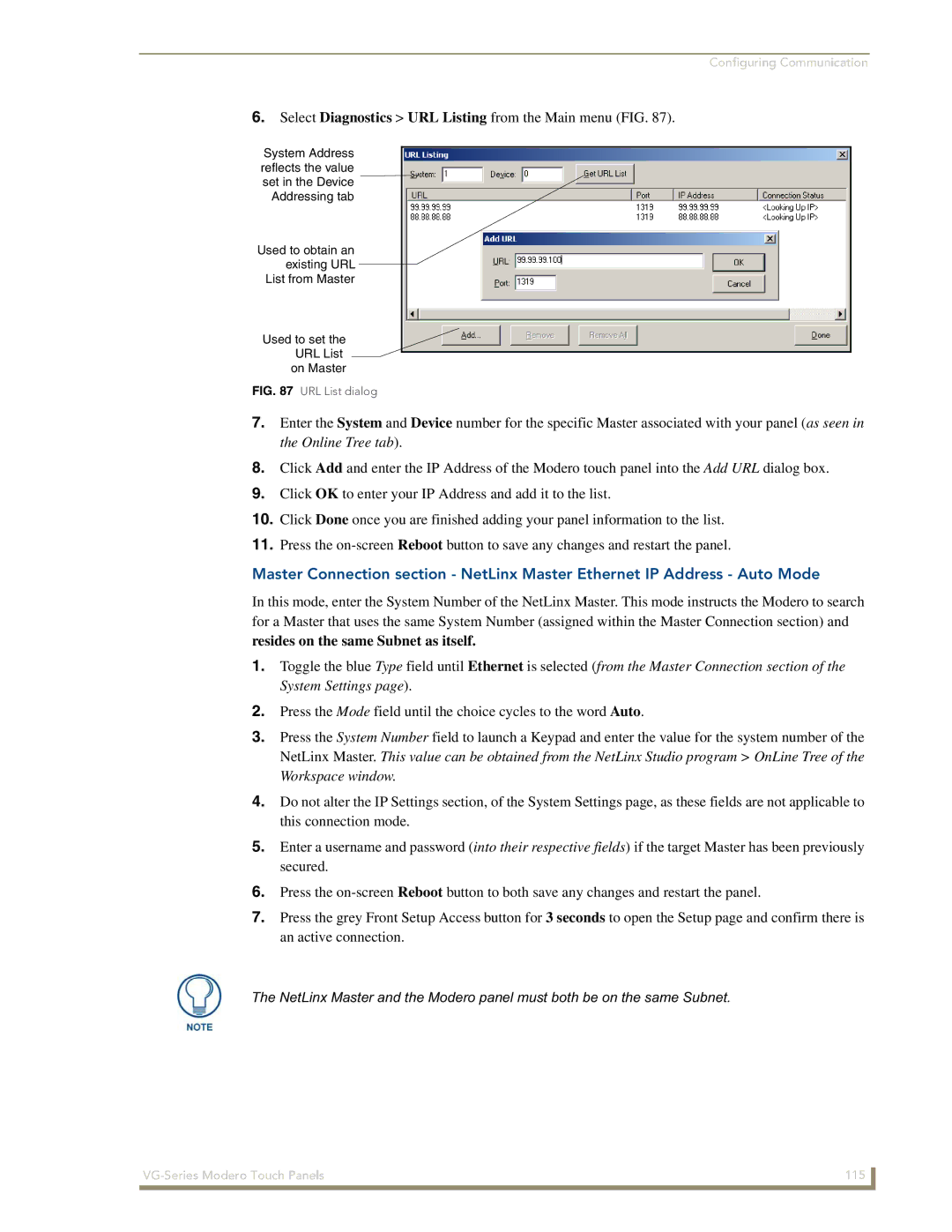 AMX NXD/NXT-1200VG, NXD/NXT-1500VG, NXD/NXT-1700VG manual Resides on the same Subnet as itself 