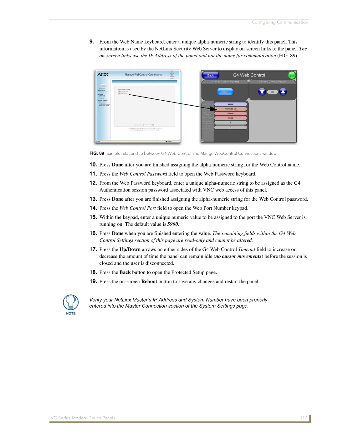 AMX NXD/NXT-1700VG, NXD/NXT-1500VG, NXD/NXT-1200VG manual VG-Series Modero Touch Panels 117 