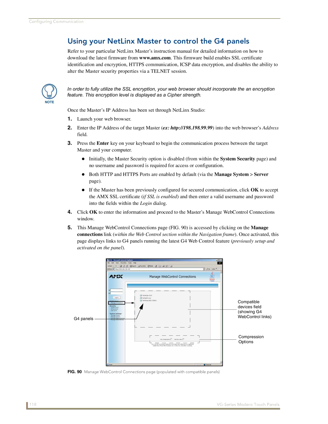 AMX NXD/NXT-1200VG, NXD/NXT-1500VG, NXD/NXT-1700VG manual Using your NetLinx Master to control the G4 panels 