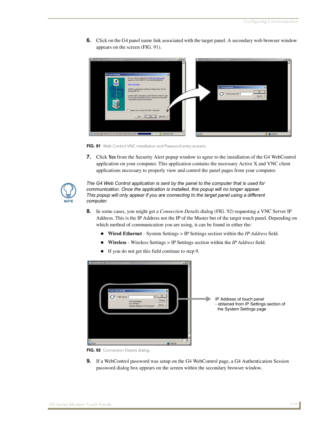 AMX NXD/NXT-1500VG, NXD/NXT-1700VG, NXD/NXT-1200VG manual VG-Series Modero Touch Panels 119 