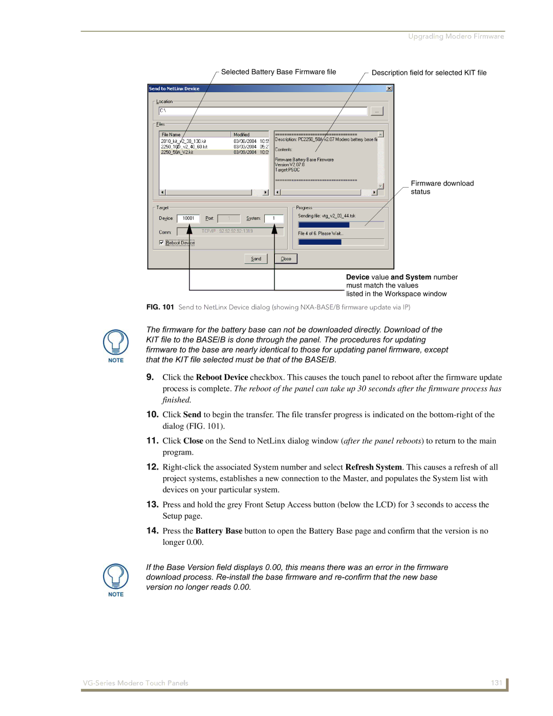 AMX NXD/NXT-1500VG, NXD/NXT-1700VG, NXD/NXT-1200VG manual VG-Series Modero Touch Panels 131 