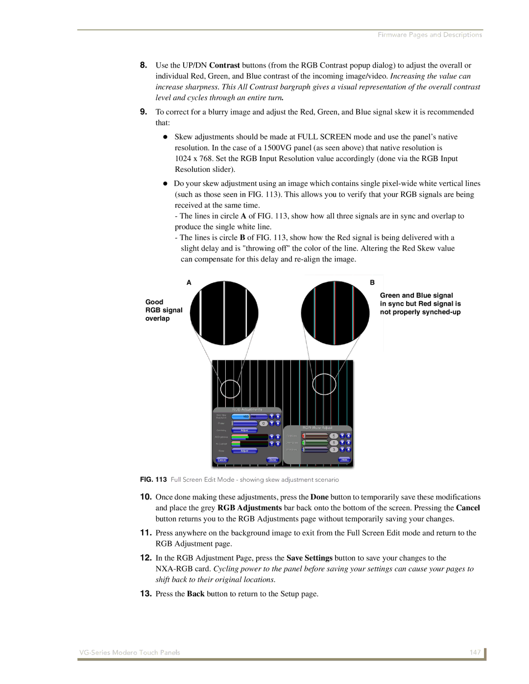 AMX NXD/NXT-1700VG, NXD/NXT-1500VG, NXD/NXT-1200VG manual Good RGB signal overlap 