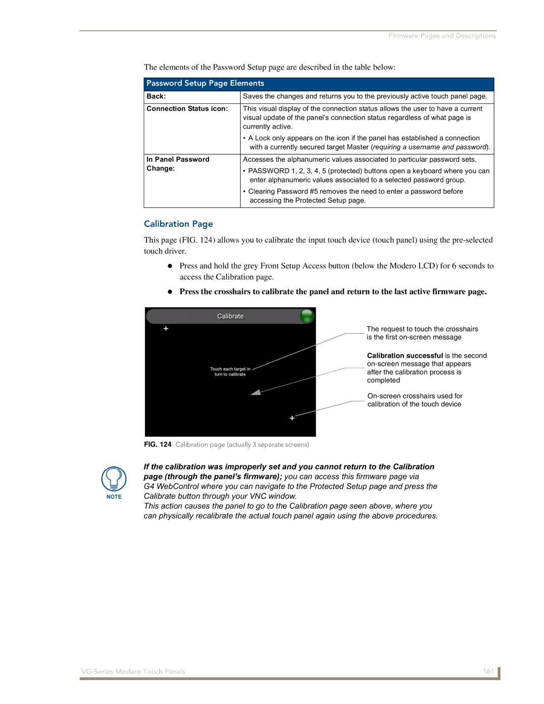 AMX NXD/NXT-1500VG, NXD/NXT-1700VG, NXD/NXT-1200VG manual Calibration, Password Setup Page Elements, Panel Password, Change 