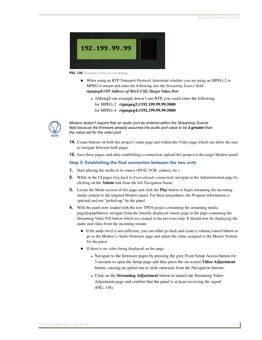 AMX NXD/NXT-1700VG, NXD/NXT-1500VG, NXD/NXT-1200VG manual Rtpmpeg#//IP Address of MAX-CSETarget Video Port 