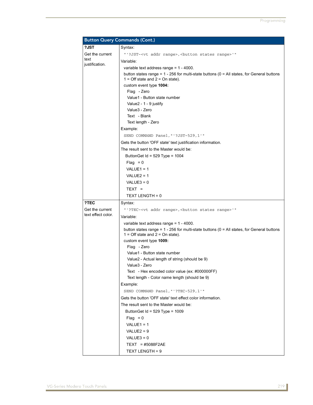 AMX NXD/NXT-1700VG, NXD/NXT-1500VG, NXD/NXT-1200VG manual ?Jst, ?Tec 