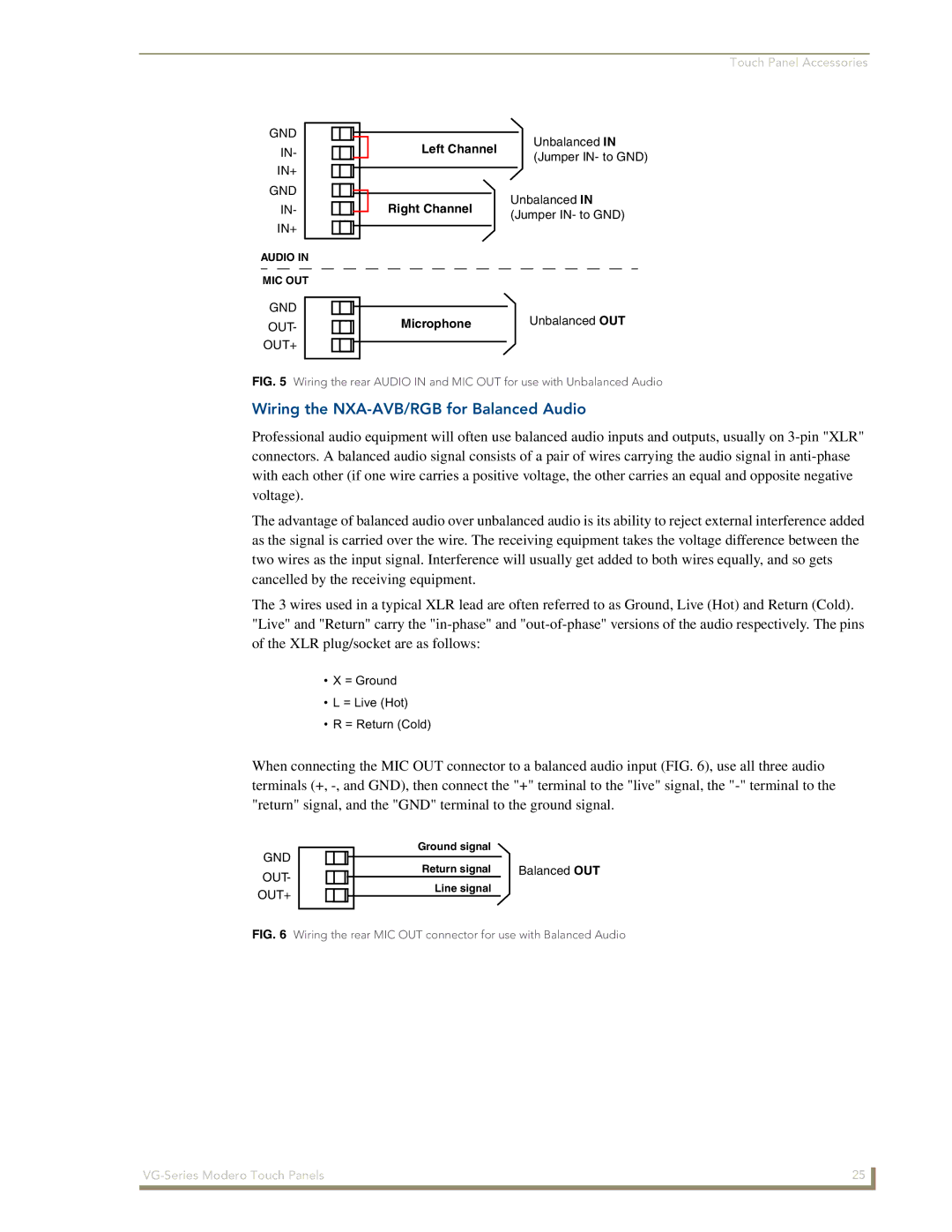 AMX NXD/NXT-1200VG, NXD/NXT-1500VG, NXD/NXT-1700VG manual Wiring the NXA-AVB/RGB for Balanced Audio 