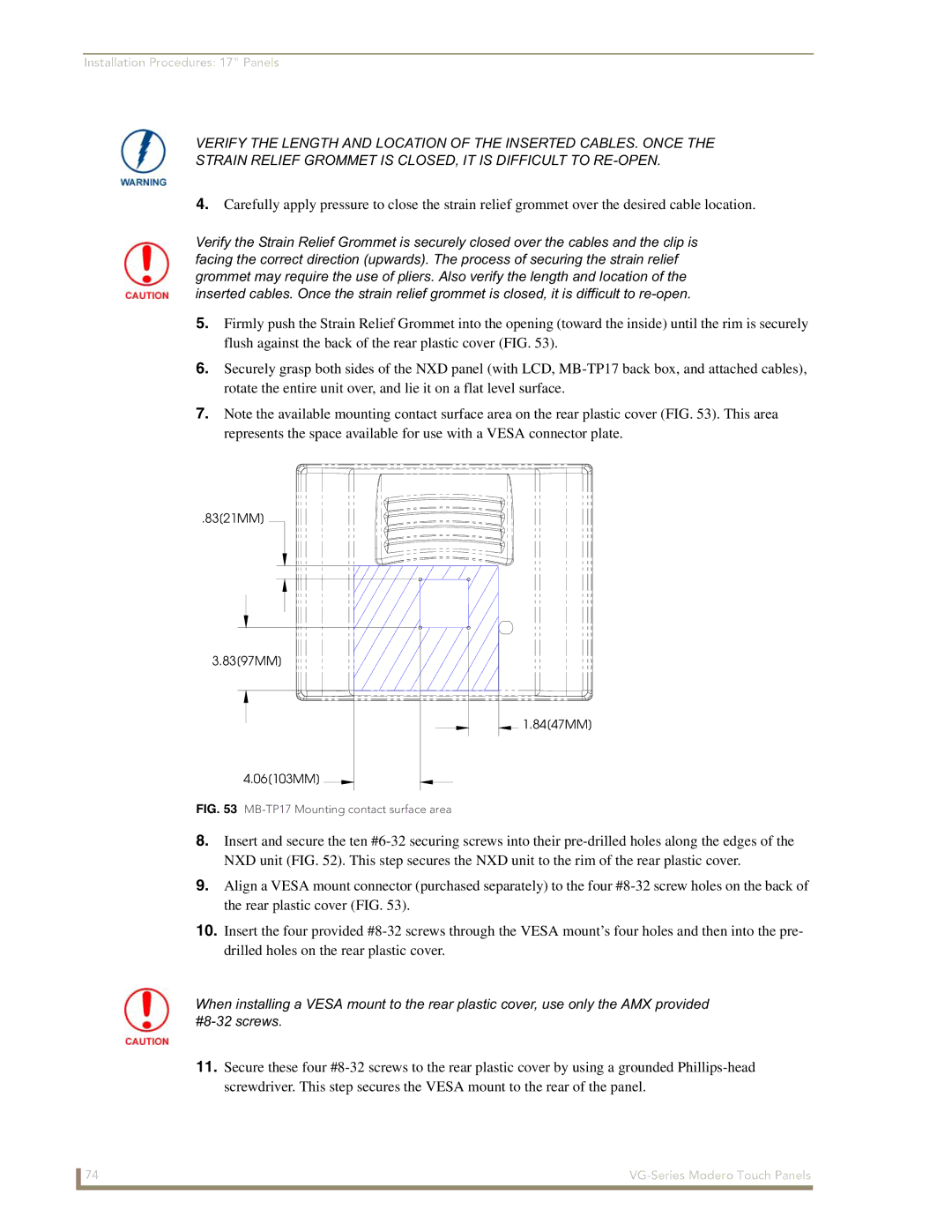 AMX NXD/NXT-1500VG, NXD/NXT-1700VG, NXD/NXT-1200VG manual 8321MM 8397MM 06103MM 