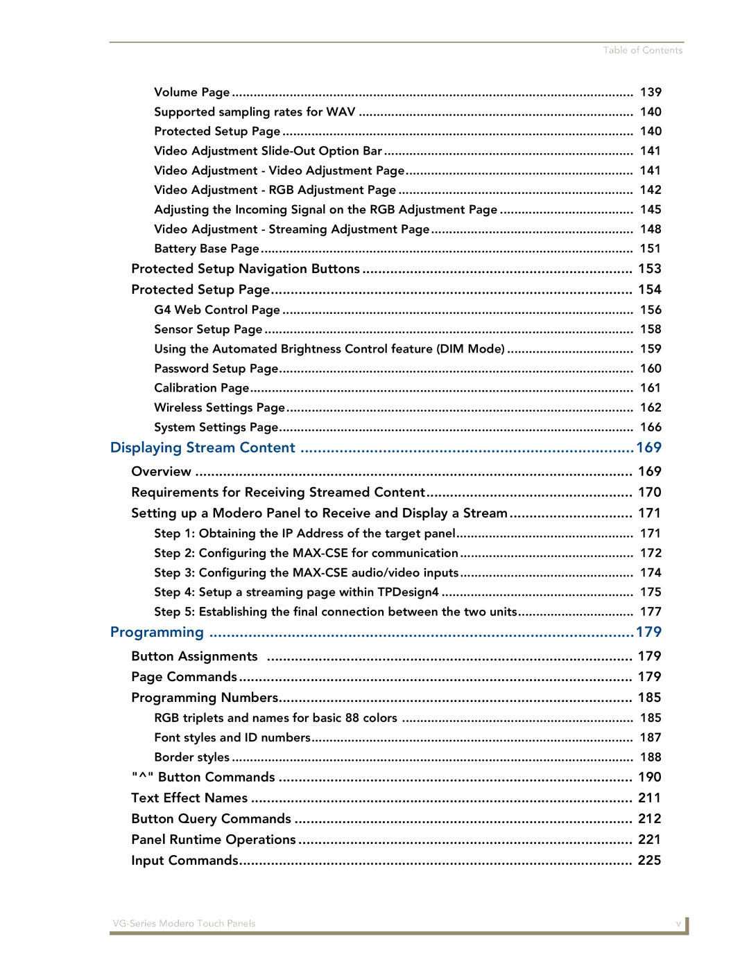 AMX NXD/NXT-1500VG, NXD/NXT-1700VG, NXD/NXT-1200VG manual Displaying Stream Content 169 