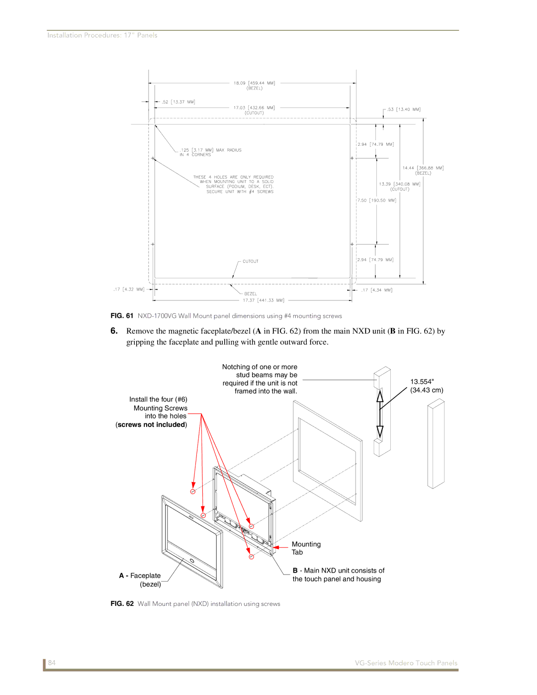 AMX NXD/NXT-1700VG, NXD/NXT-1500VG, NXD/NXT-1200VG manual Stud beams may be 13.554 