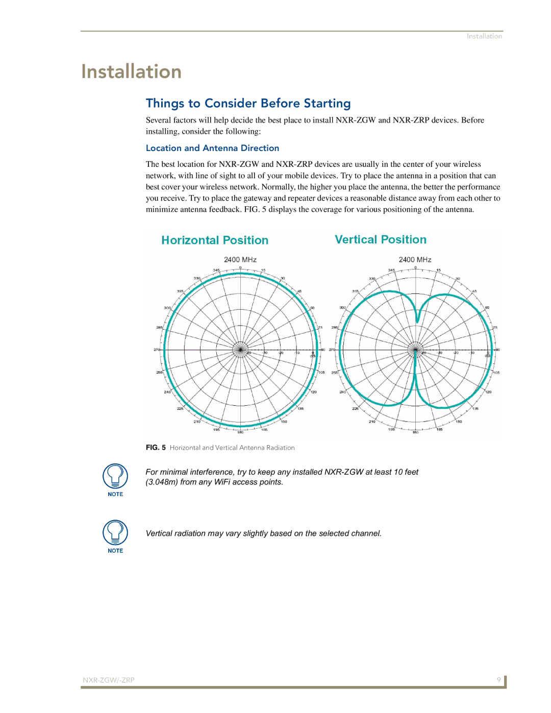 AMX NXR-ZGW/-ZRP manual Installation, Things to Consider Before Starting, Location and Antenna Direction 