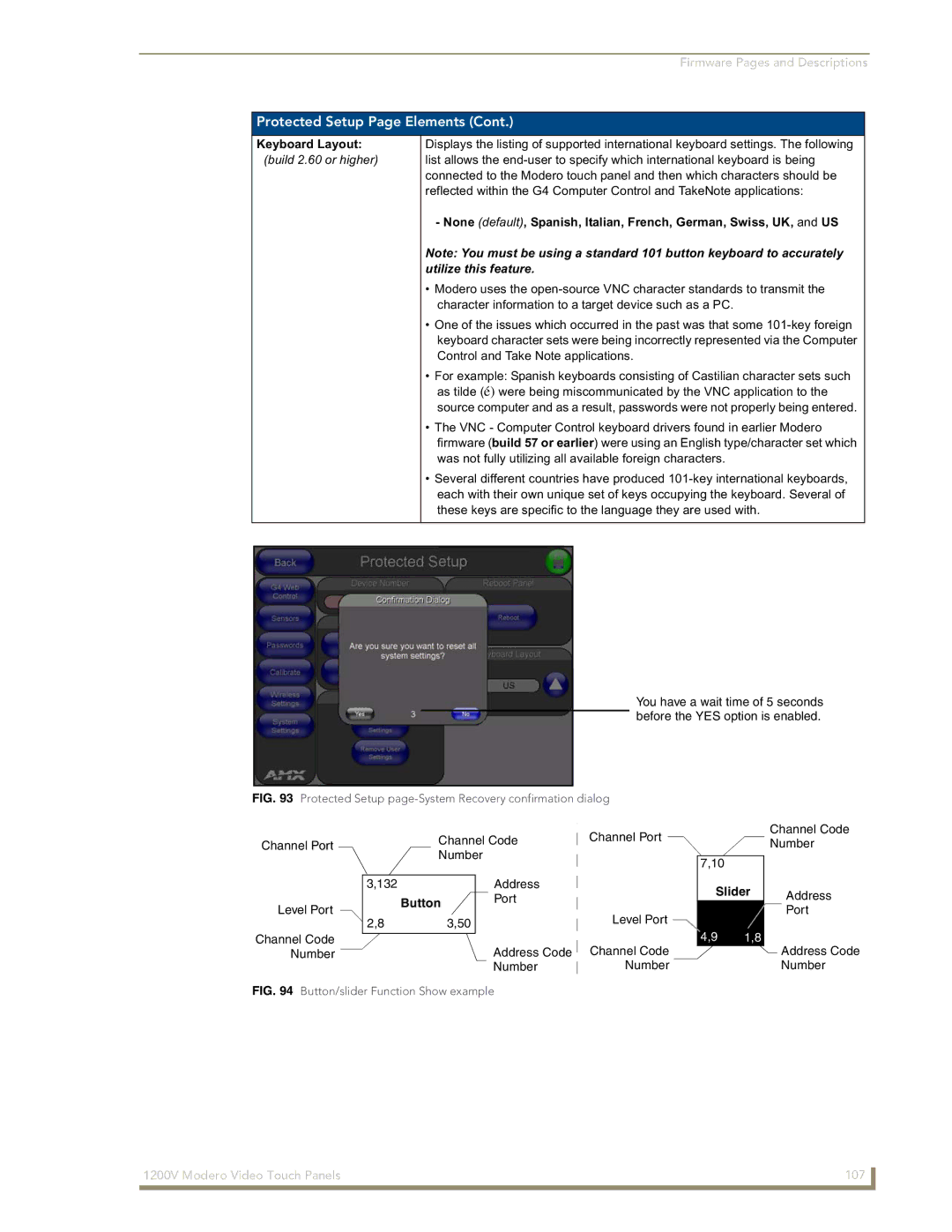 AMX NXT-1200V manual Keyboard Layout, Button, Slider 