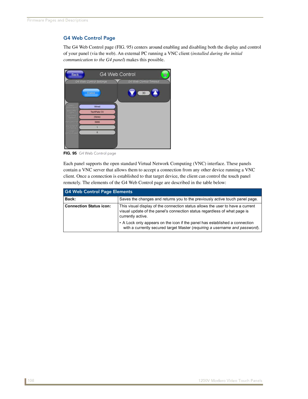 AMX NXT-1200V manual G4 Web Control Page Elements 