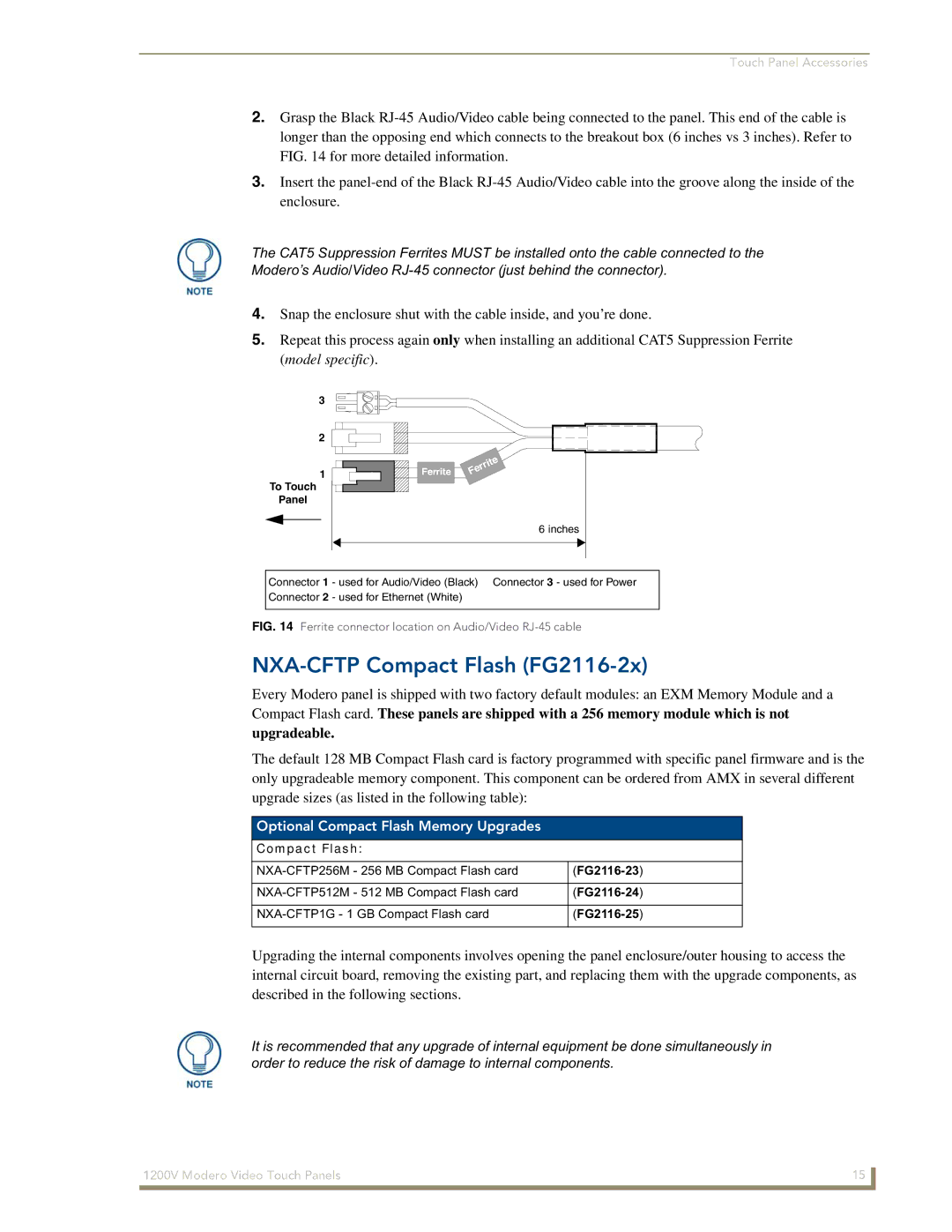 AMX NXT-1200V manual NXA-CFTP Compact Flash FG2116-2x, Optional Compact Flash Memory Upgrades 