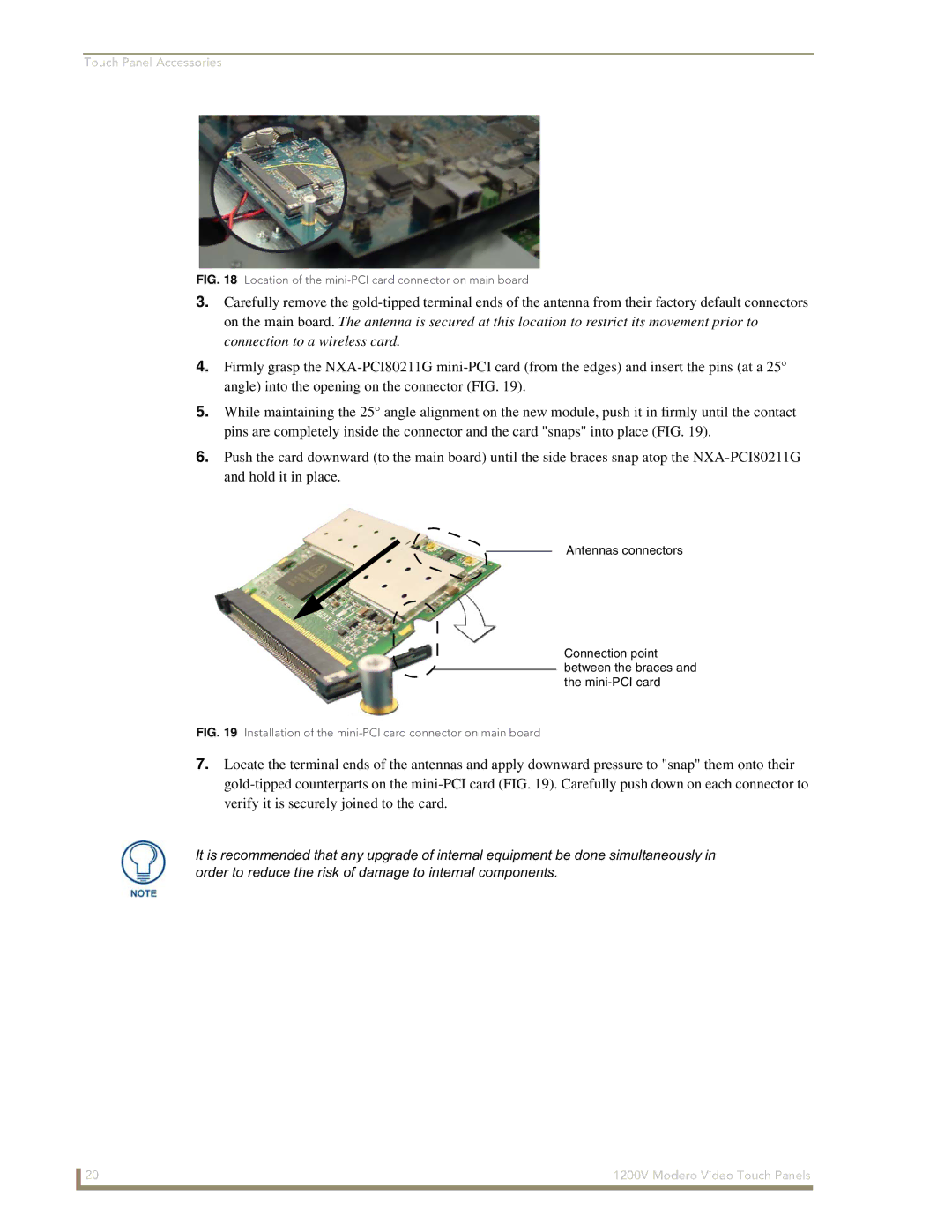 AMX NXT-1200V manual Location of the mini-PCI card connector on main board 