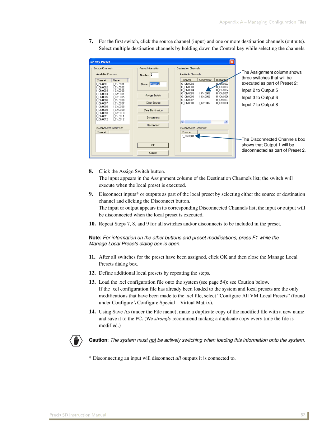 AMX Precis SD instruction manual Appendix a Managing Configuration Files 