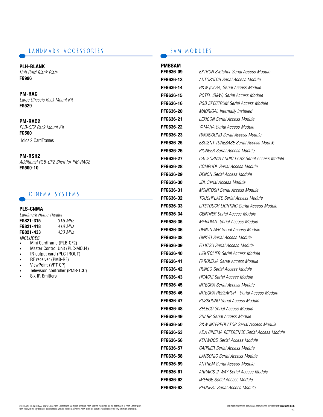 AMX PTM-D15 manual N E M a S Y S T E M S, M M O D U L E S 