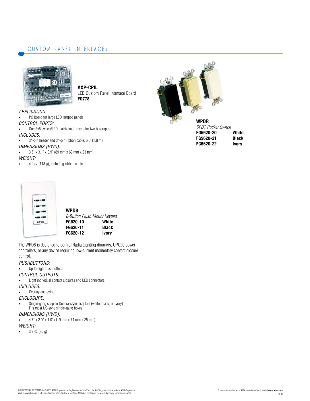 AMX PTM-D15 manual Axp-Cpil, WPD8, Wpdr 