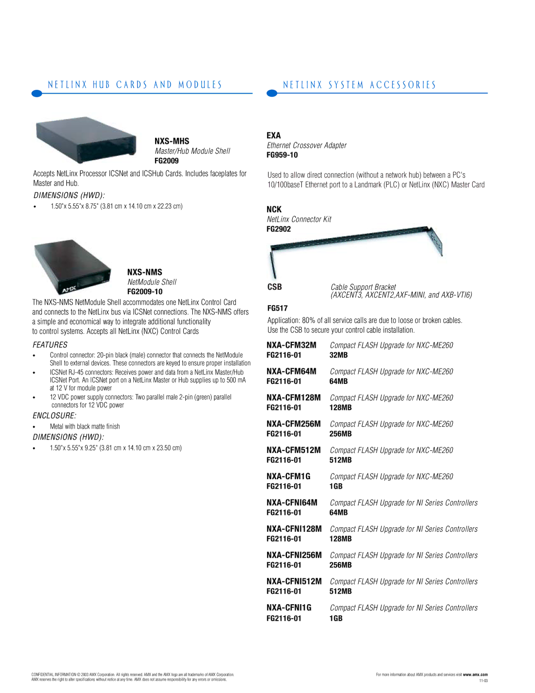 AMX PTM-D15 manual Nxs-Mhs, Nxs-Nms, Exa, Nck 