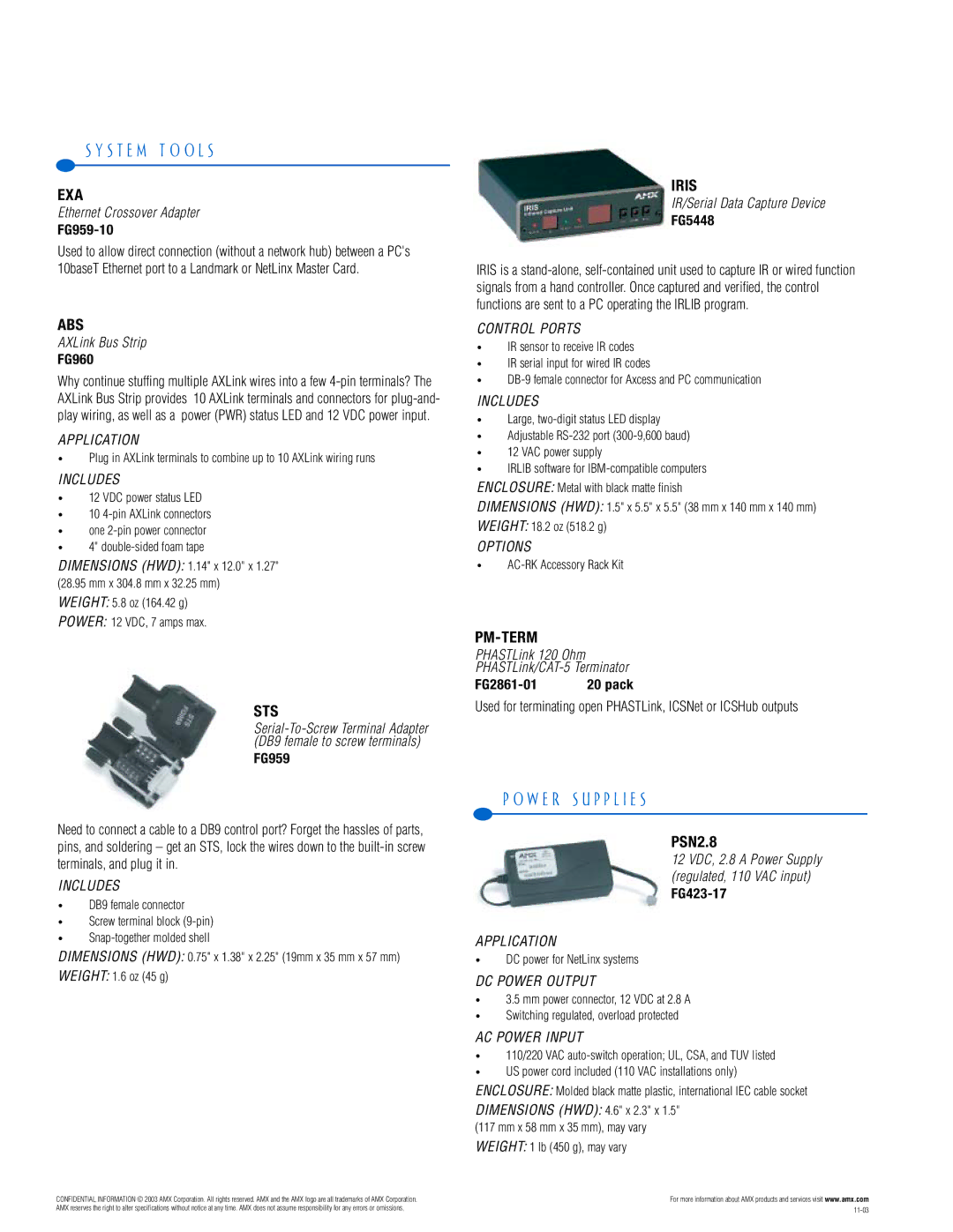 AMX PTM-D15 manual S T E M T O O L S, W E R S U P P L I E S 