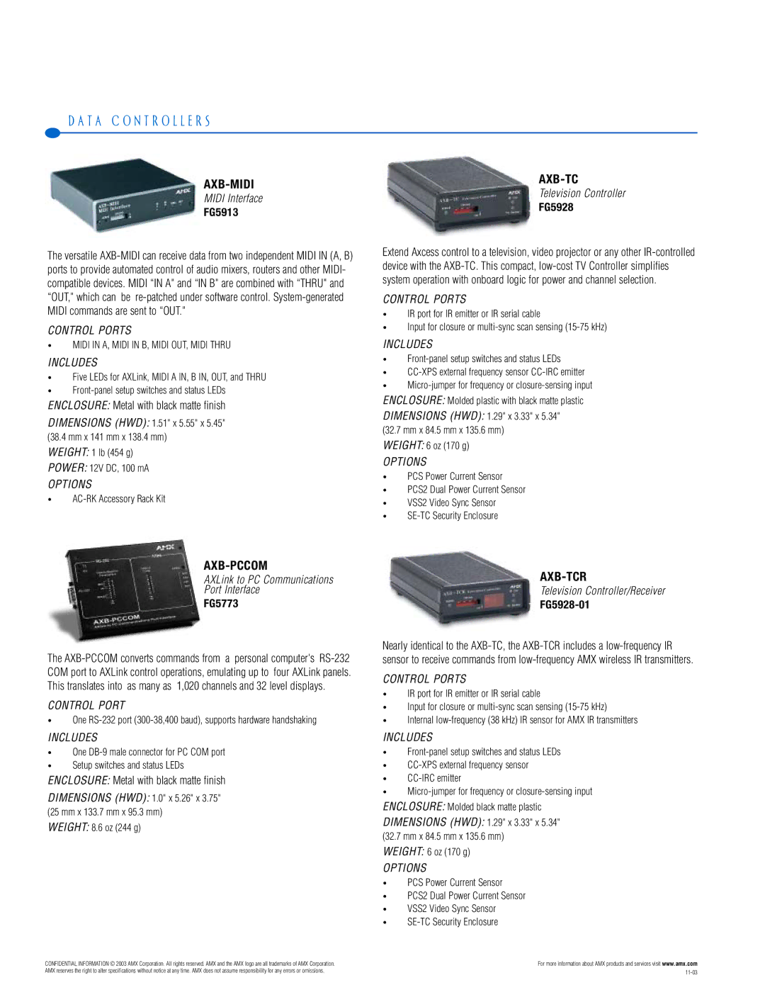 AMX PTM-D15 manual Axb-Midi, Axb-Pccom, Axb-Tcr 