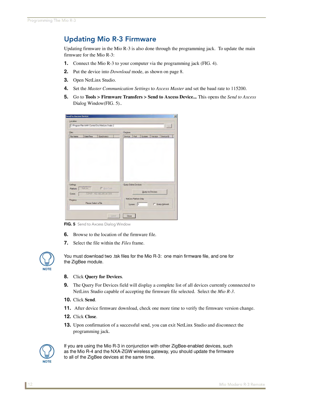 AMX manual Updating Mio R-3 Firmware, Click Query for Devices 