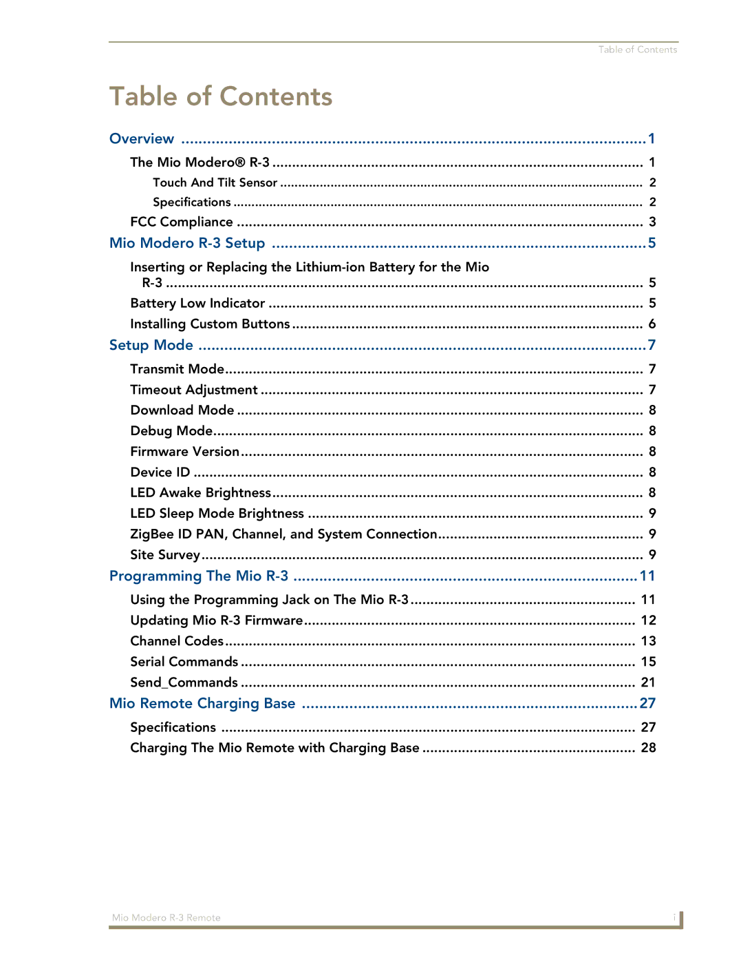 AMX R-3 manual Table of Contents 