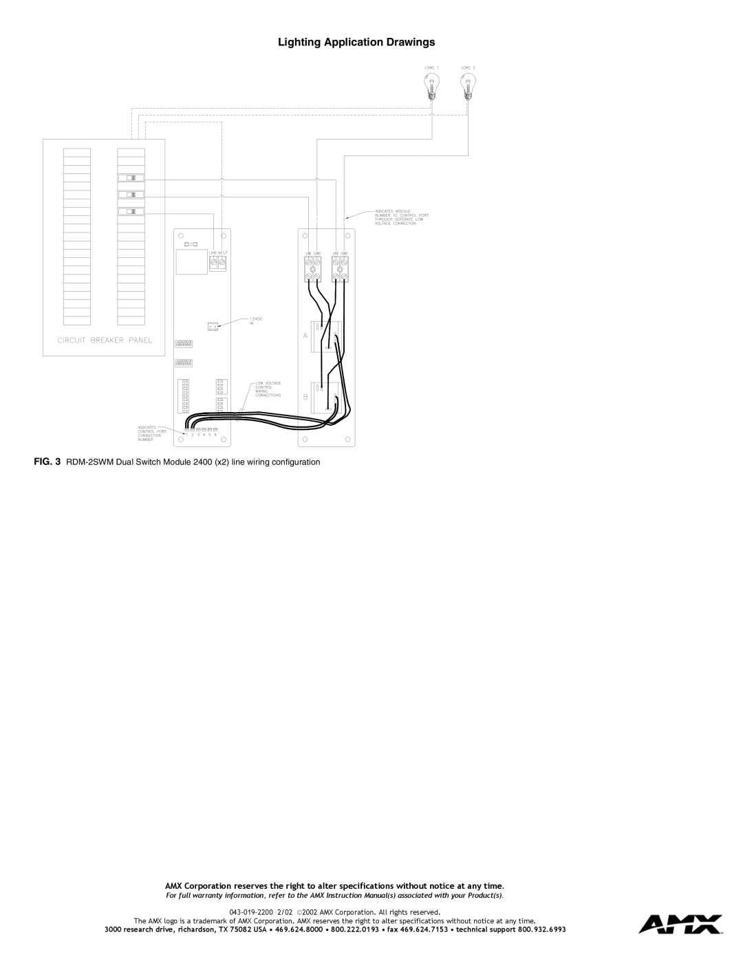 AMX RDM-2SWM specifications Lighting Application Drawings 