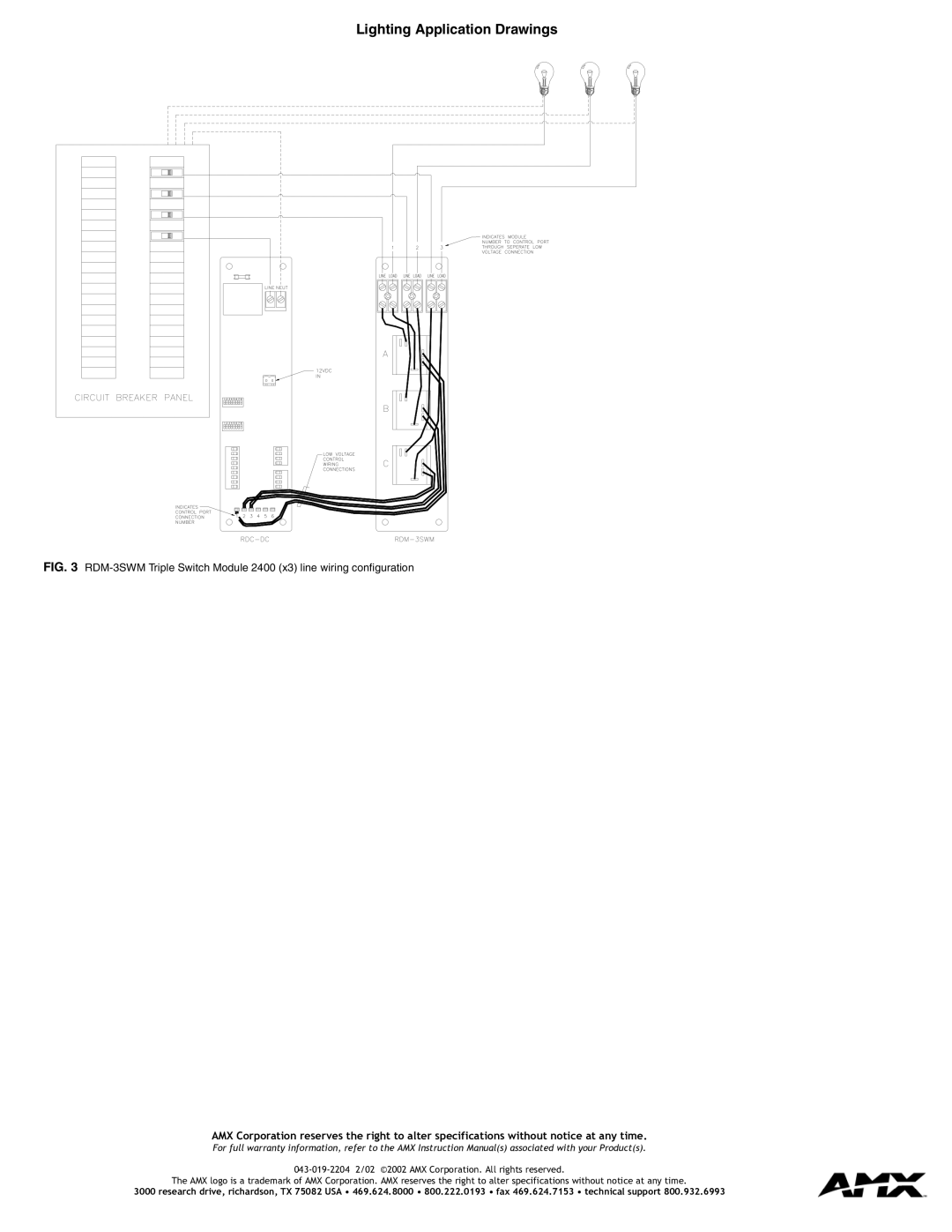 AMX RDM-3SWM specifications Lighting Application Drawings 