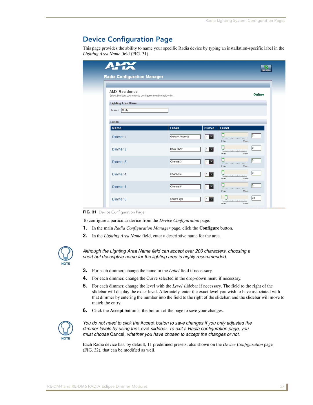 AMX RE-DM4, RE-DM6 manual Device Configuration 