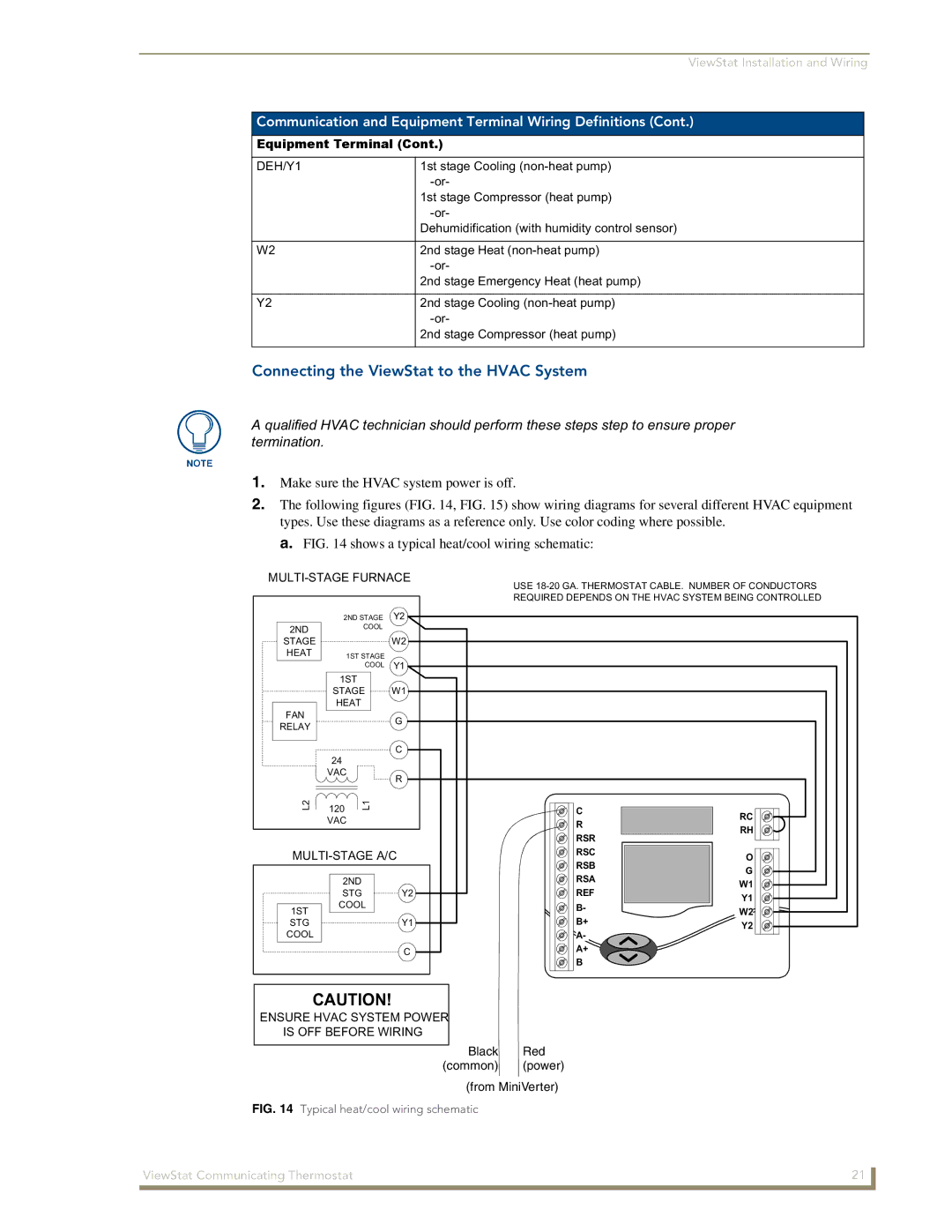 AMX manual Connecting the ViewStat to the Hvac System, DEH/Y1 