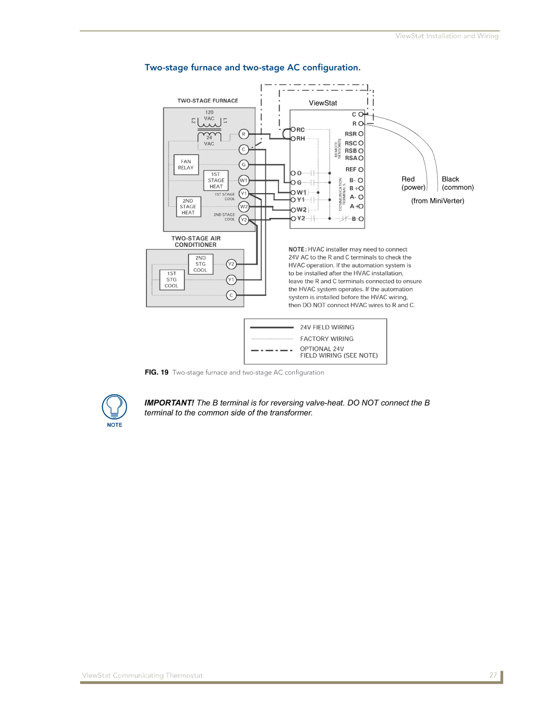 AMX ViewStat manual Two-stage furnace and two-stage AC configuration 