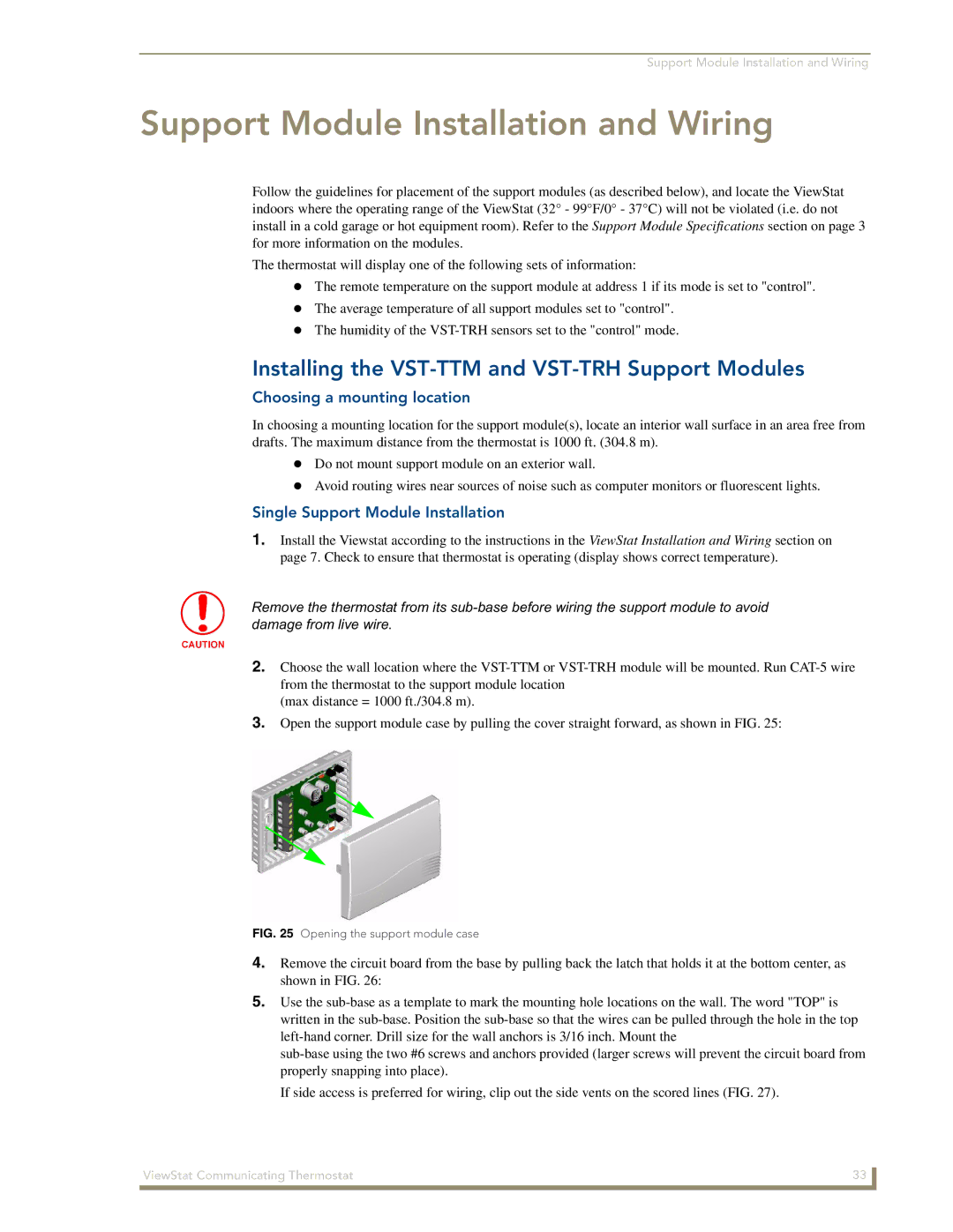 AMX ViewStat manual Installing the VST-TTM and VST-TRH Support Modules, Choosing a mounting location 