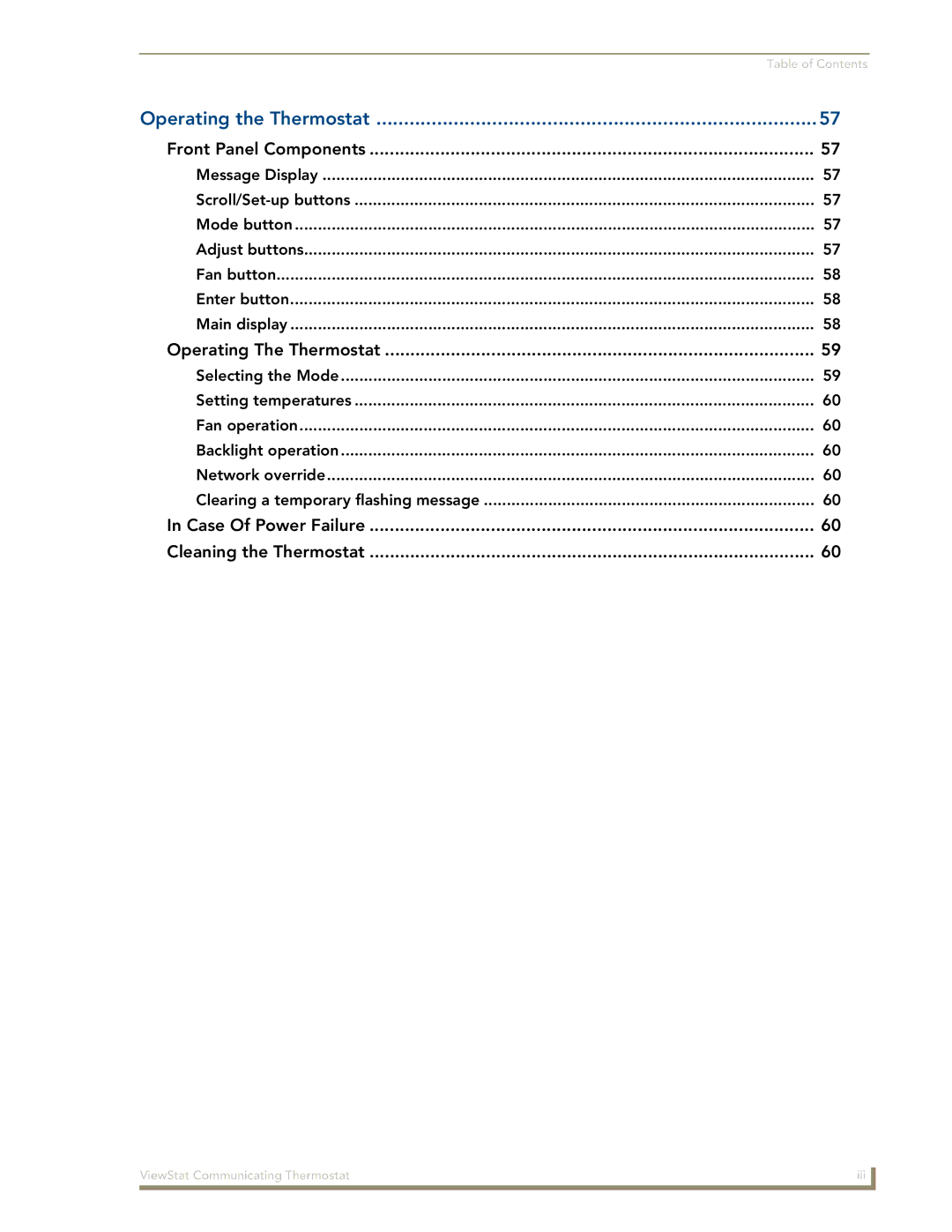 AMX ViewStat manual Operating the Thermostat 