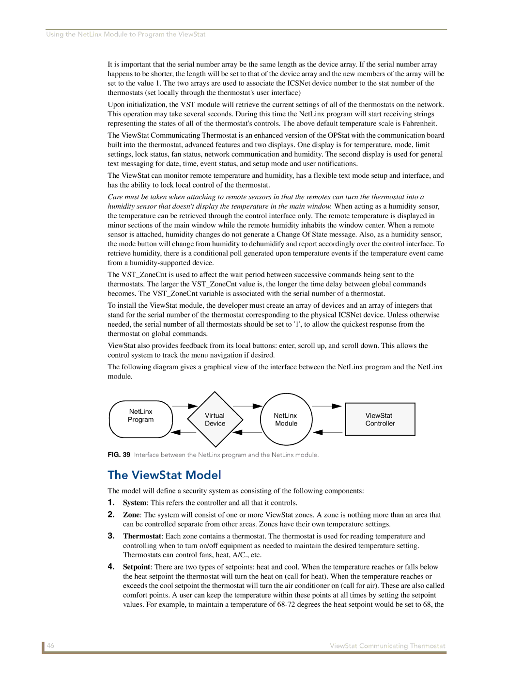 AMX manual ViewStat Model, Interface between the NetLinx program and the NetLinx module 