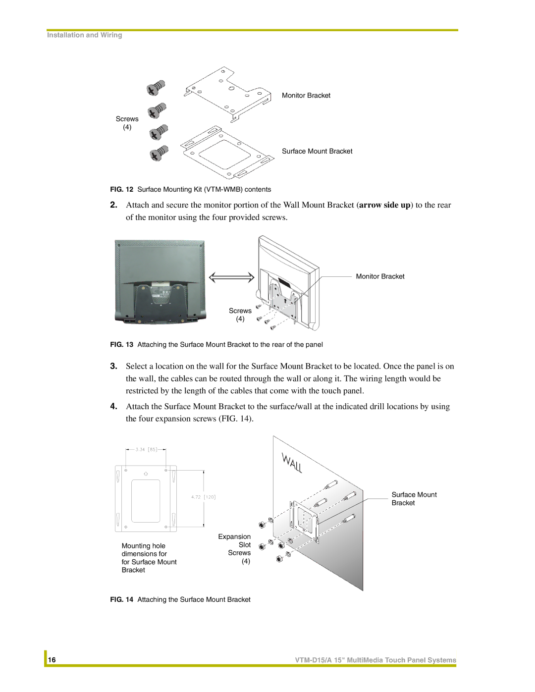 AMX VTM-D15/A instruction manual Surface Mounting Kit VTM-WMB contents 