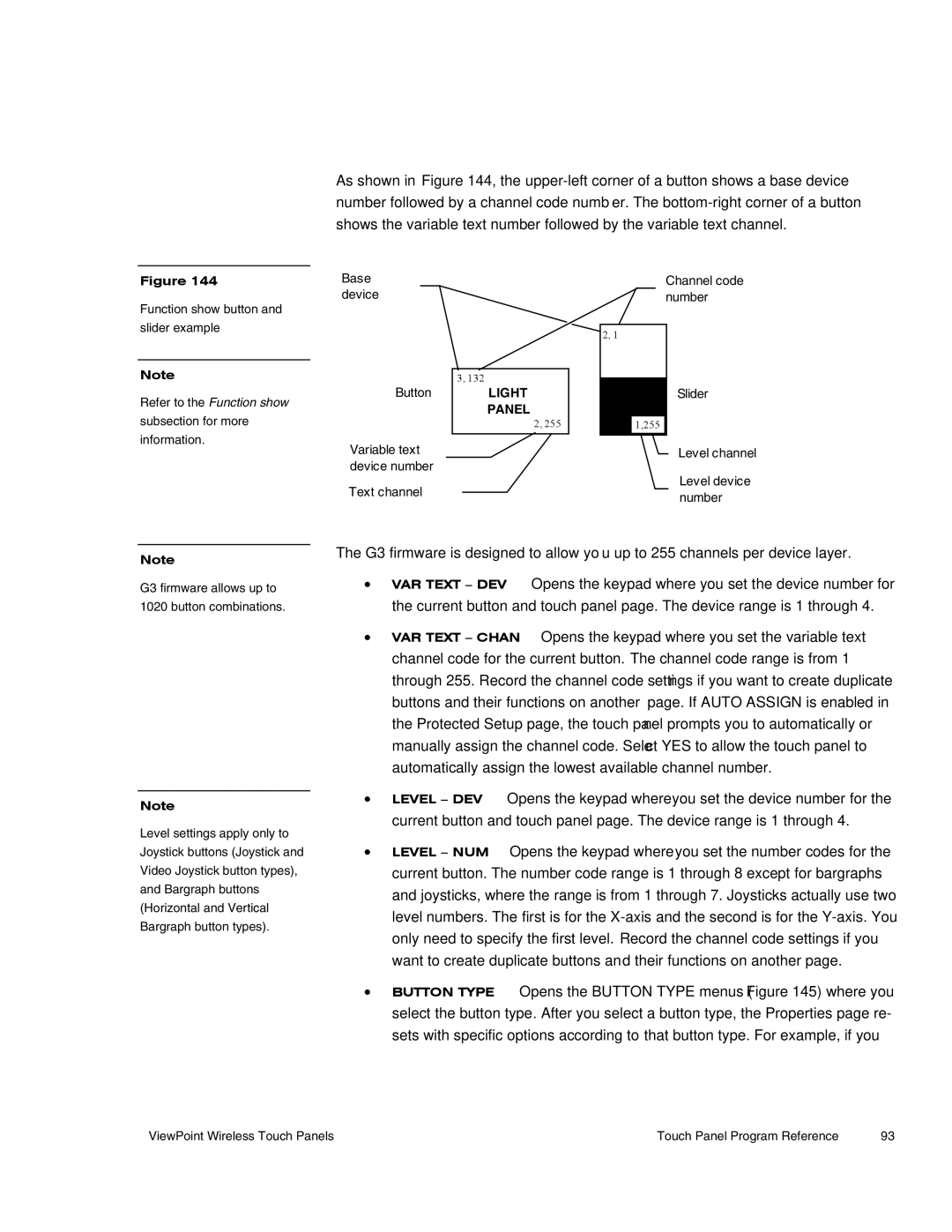 AMX Wireless Touch Panels (Wave Server) instruction manual Light Panel 