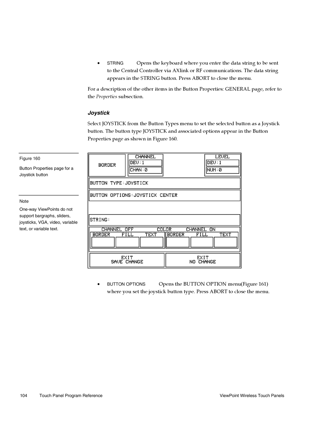 AMX Wireless Touch Panels (Wave Server) instruction manual Joystick 