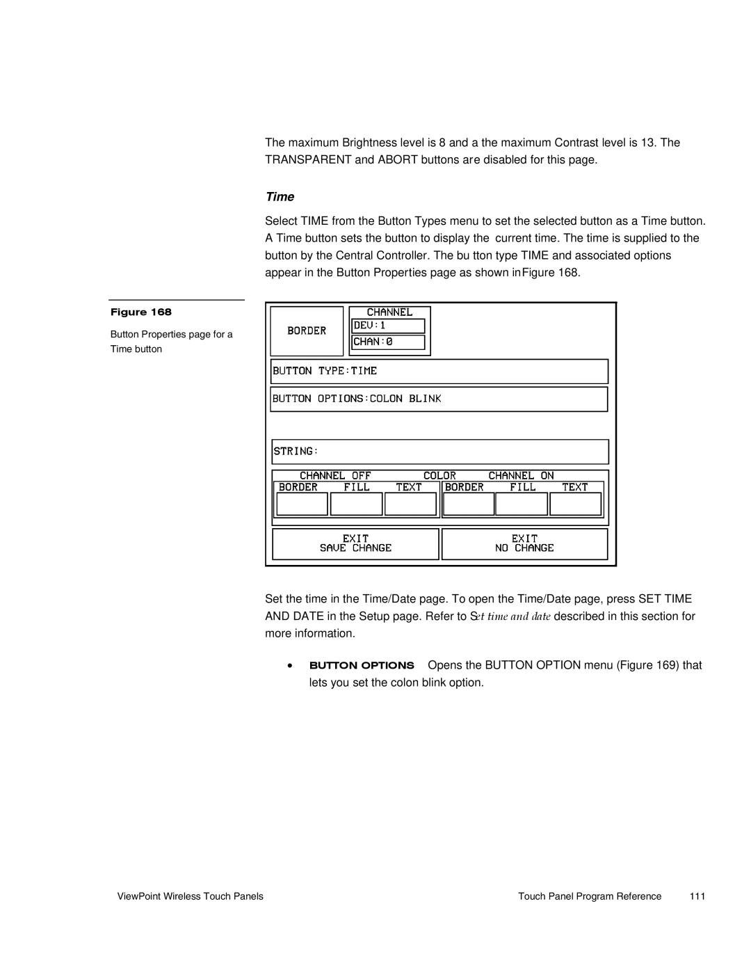 AMX Wireless Touch Panels (Wave Server) instruction manual Time 