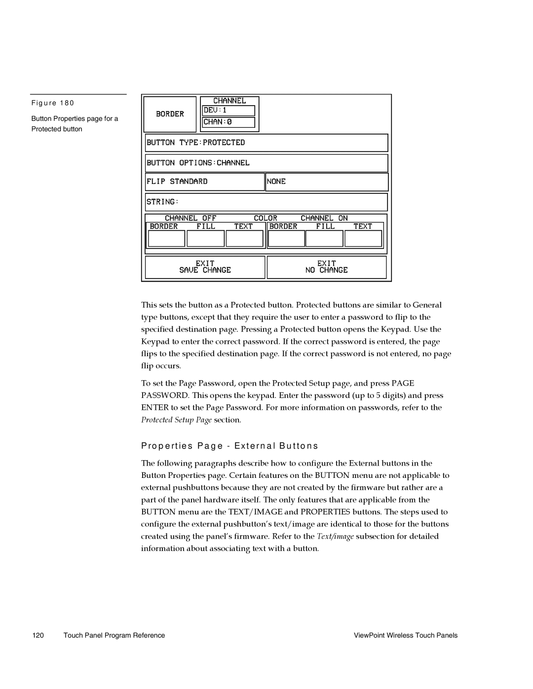 AMX Wireless Touch Panels (Wave Server) instruction manual Properties Page External Buttons 