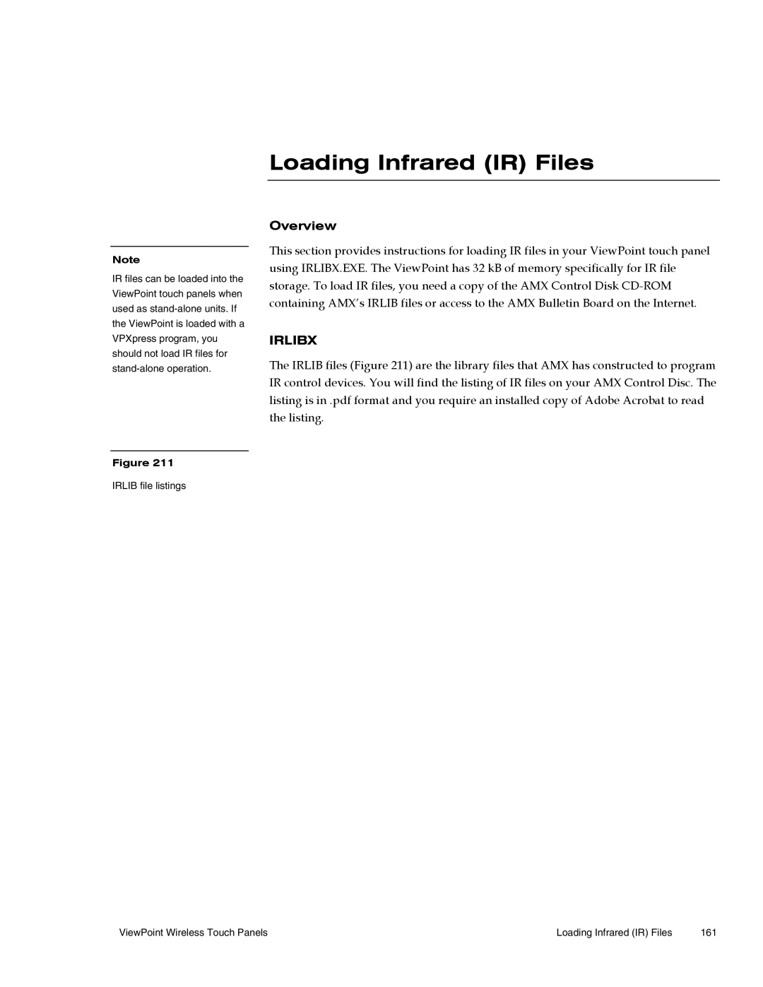 AMX Wireless Touch Panels (Wave Server) instruction manual Loading Infrared IR Files 