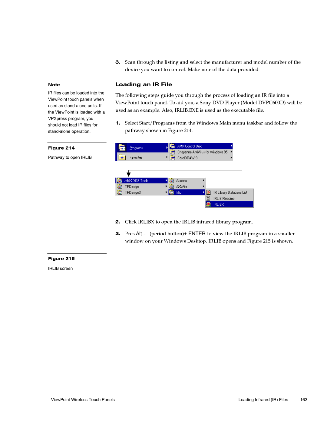 AMX Wireless Touch Panels (Wave Server) instruction manual Loading an IR File 