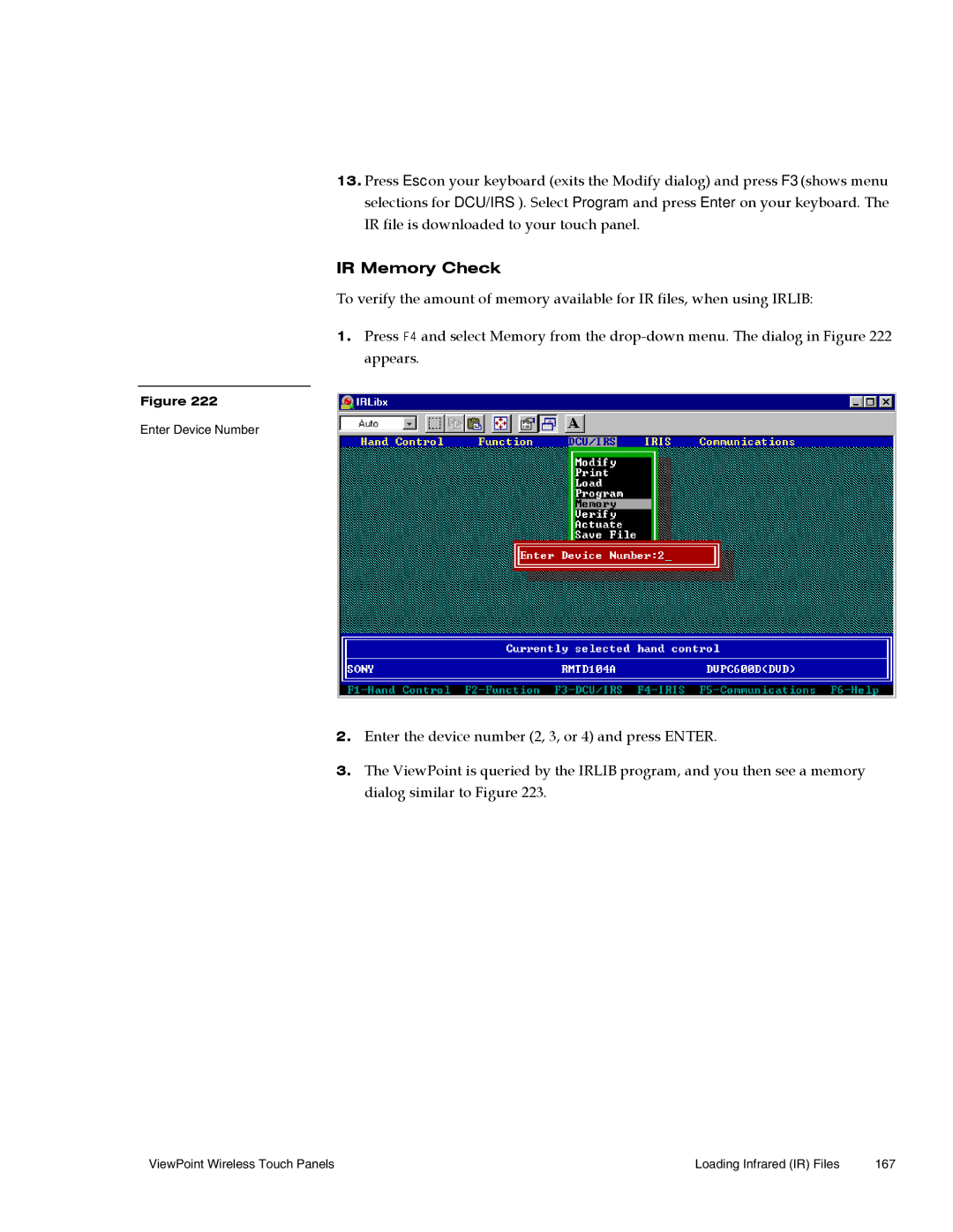 AMX Wireless Touch Panels (Wave Server) instruction manual IR Memory Check 