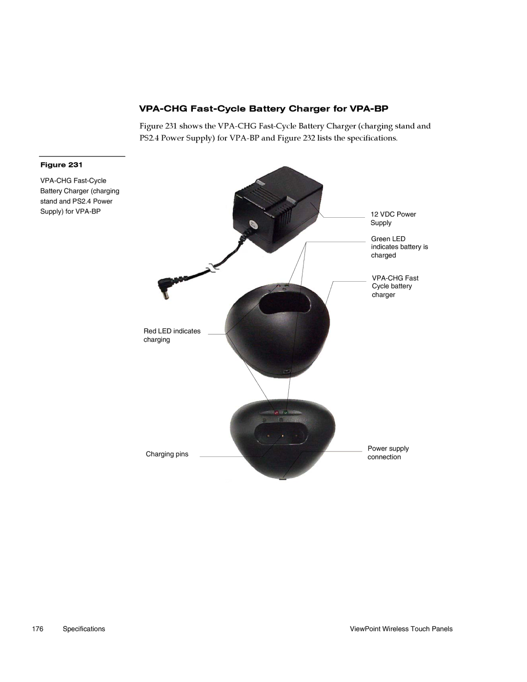 AMX Wireless Touch Panels (Wave Server) instruction manual VPA-CHG Fast-Cycle Battery Charger for VPA-BP 