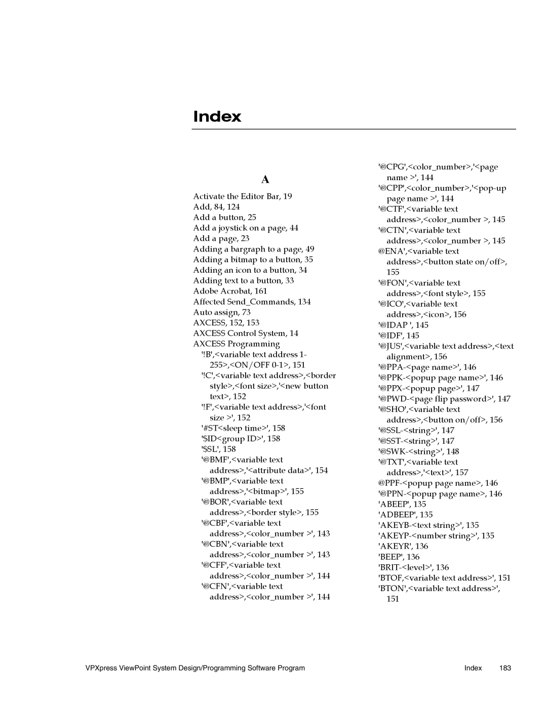 AMX Wireless Touch Panels (Wave Server) instruction manual Index 